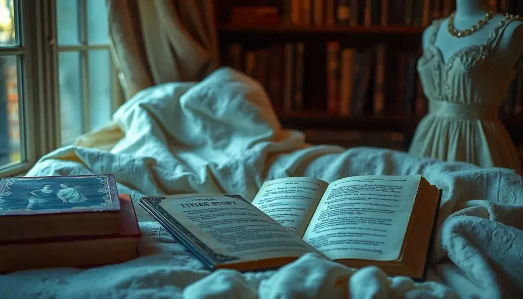 A romantic reading nook showcasing the resurgence of vintage romance novels.