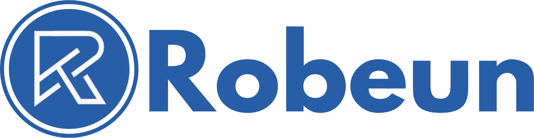 Robeun full logo with stylized R icon and blue brand name text