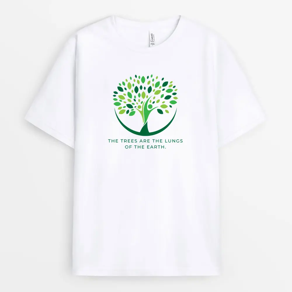 White t-shirt with lung-shaped tree branch design